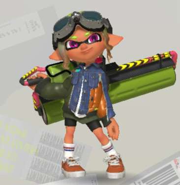 My splatoon character with the Carbon Roller Deco